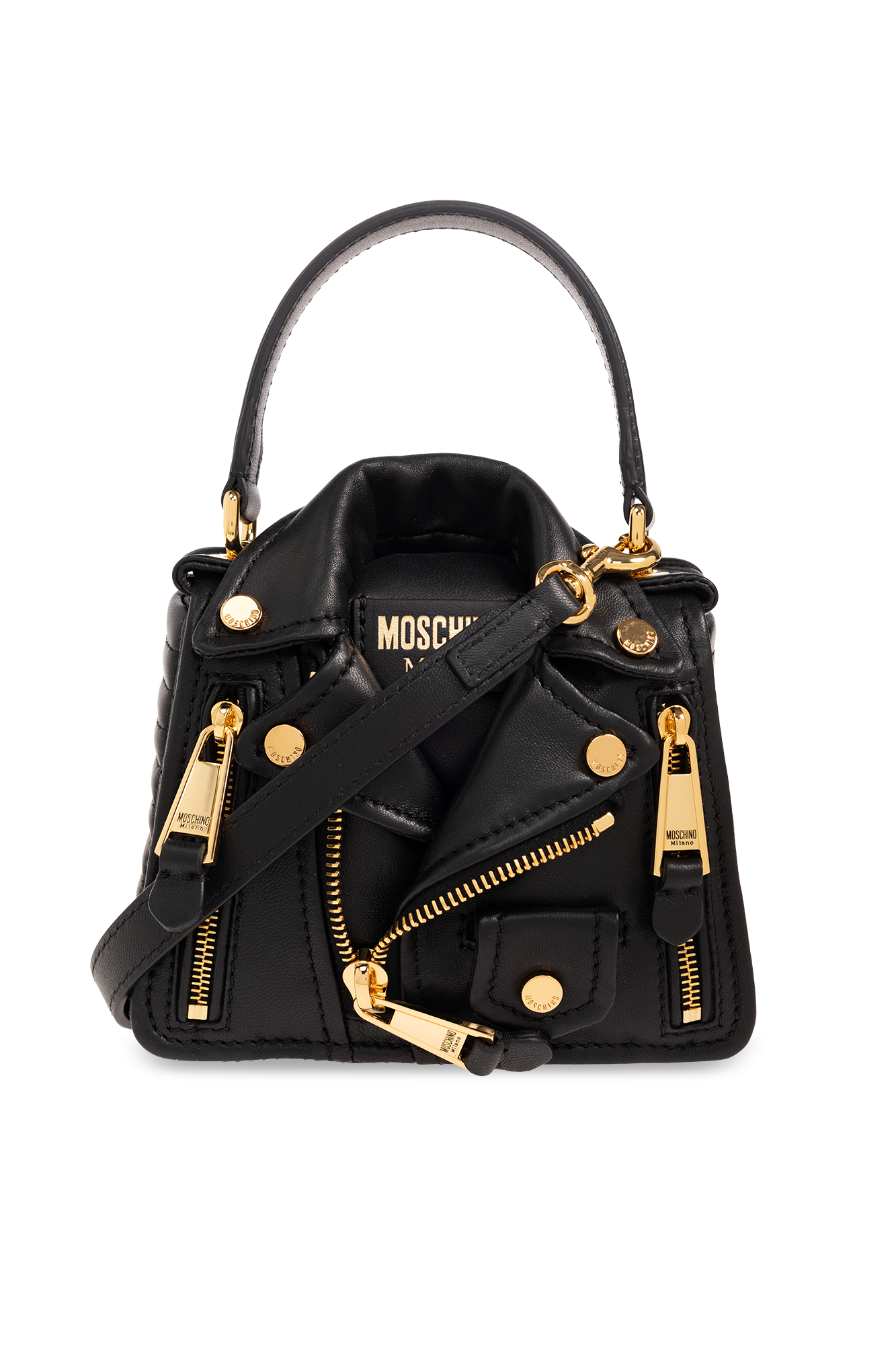 Black Shoulder bag with biker jacket motif Moschino Vitkac Germany